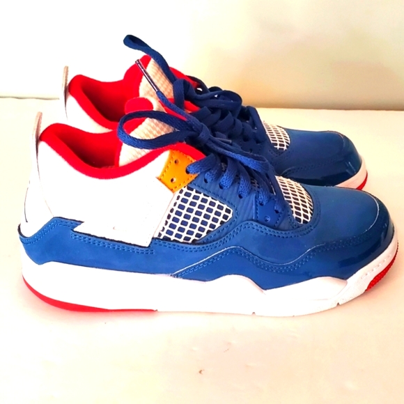 Nike Air Jordan 4 Retro Messy room French Blue Gym Red|Size:3Y - Picture 2 of 13